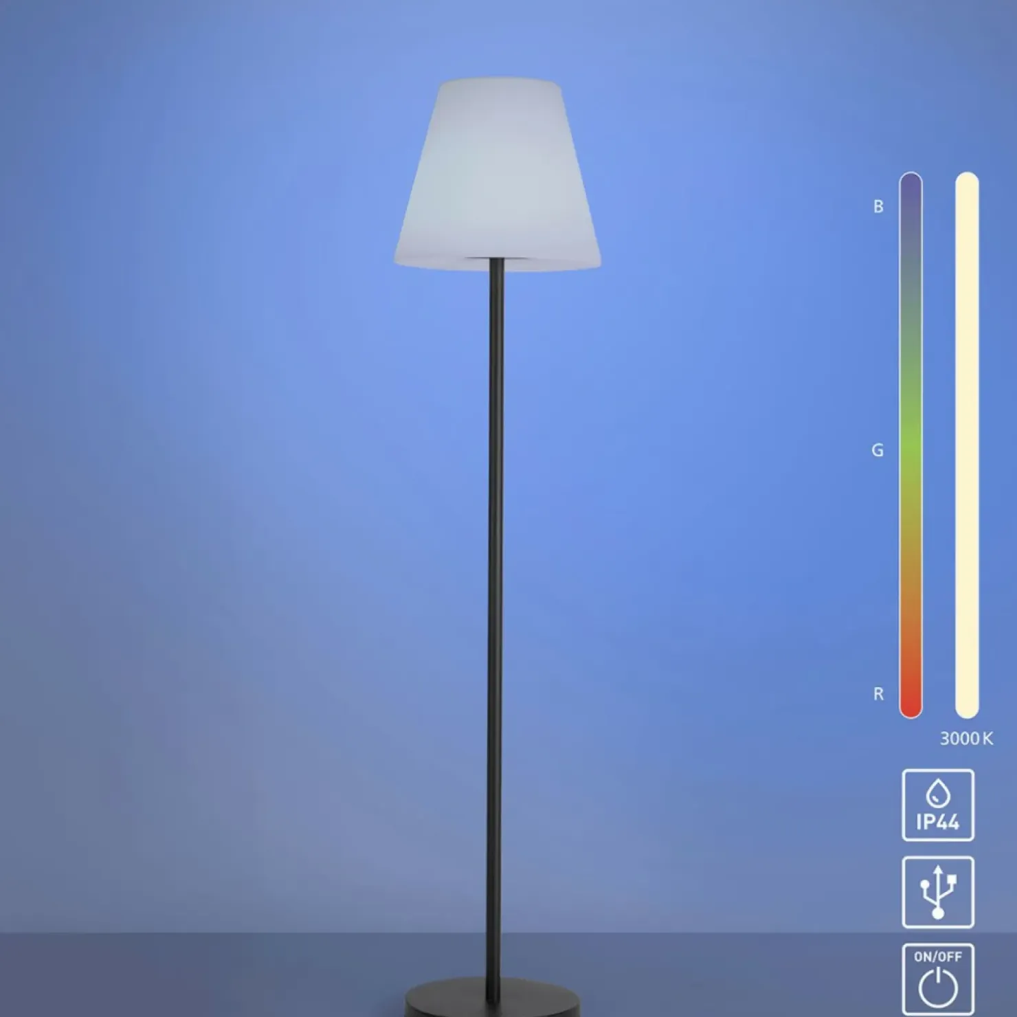 Lampa podłogowa zasilana akumulatorem, RGB 19826-18 z serii HOLLY*Sklep Kaja Outlet