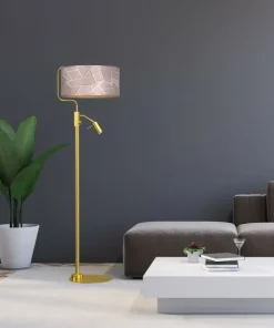 Lampa połogowa ze złotą podstawą, z abażurem MLP7593 z serii ZIGGY | Kaja Oświet*Sklep Kaja Hot