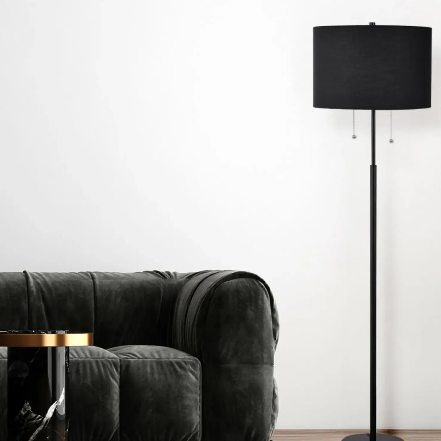 Lampa stojąca włączana sznureczkami LP-0304/2F BK FOGO | Kaja*Sklep Kaja Outlet