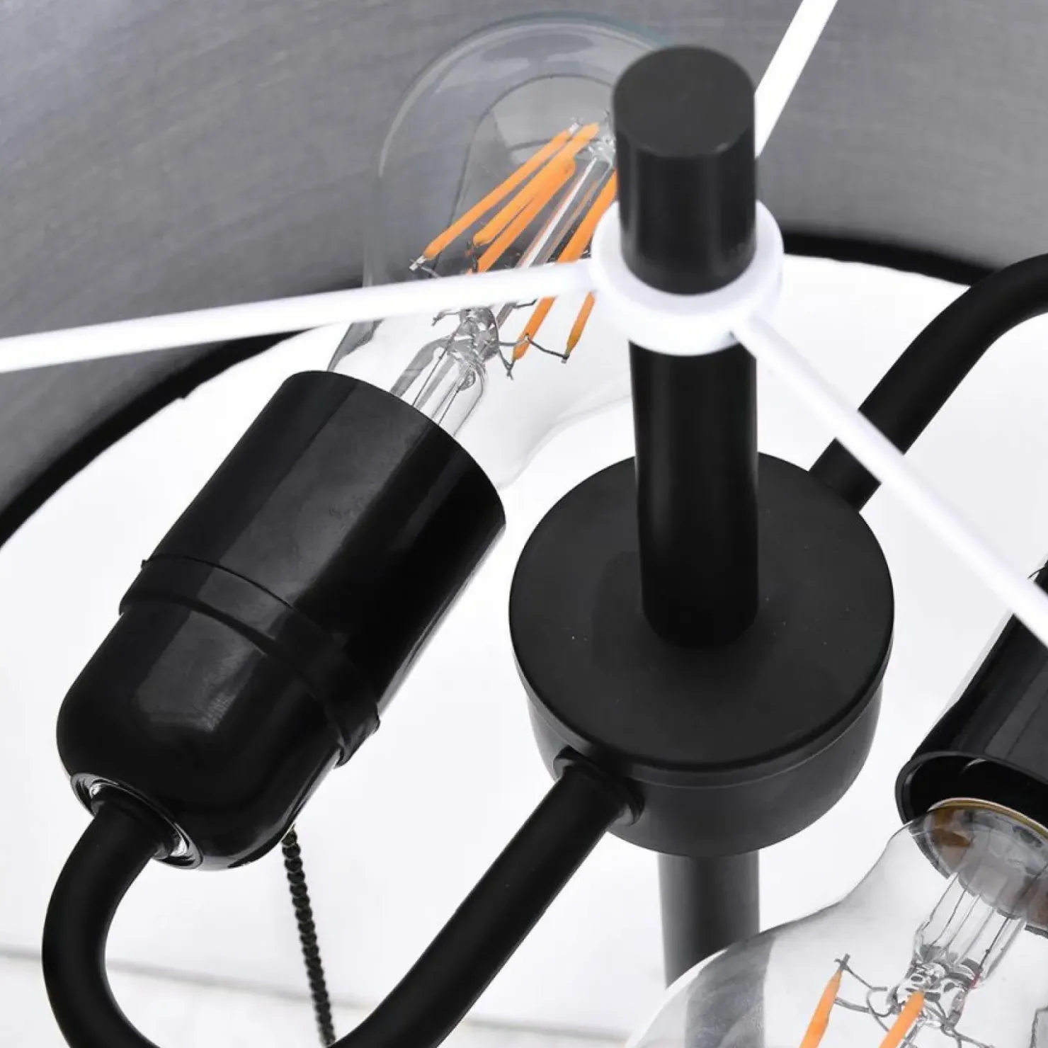 Lampa stojąca włączana sznureczkami LP-0304/2F BK FOGO | Kaja*Sklep Kaja Outlet