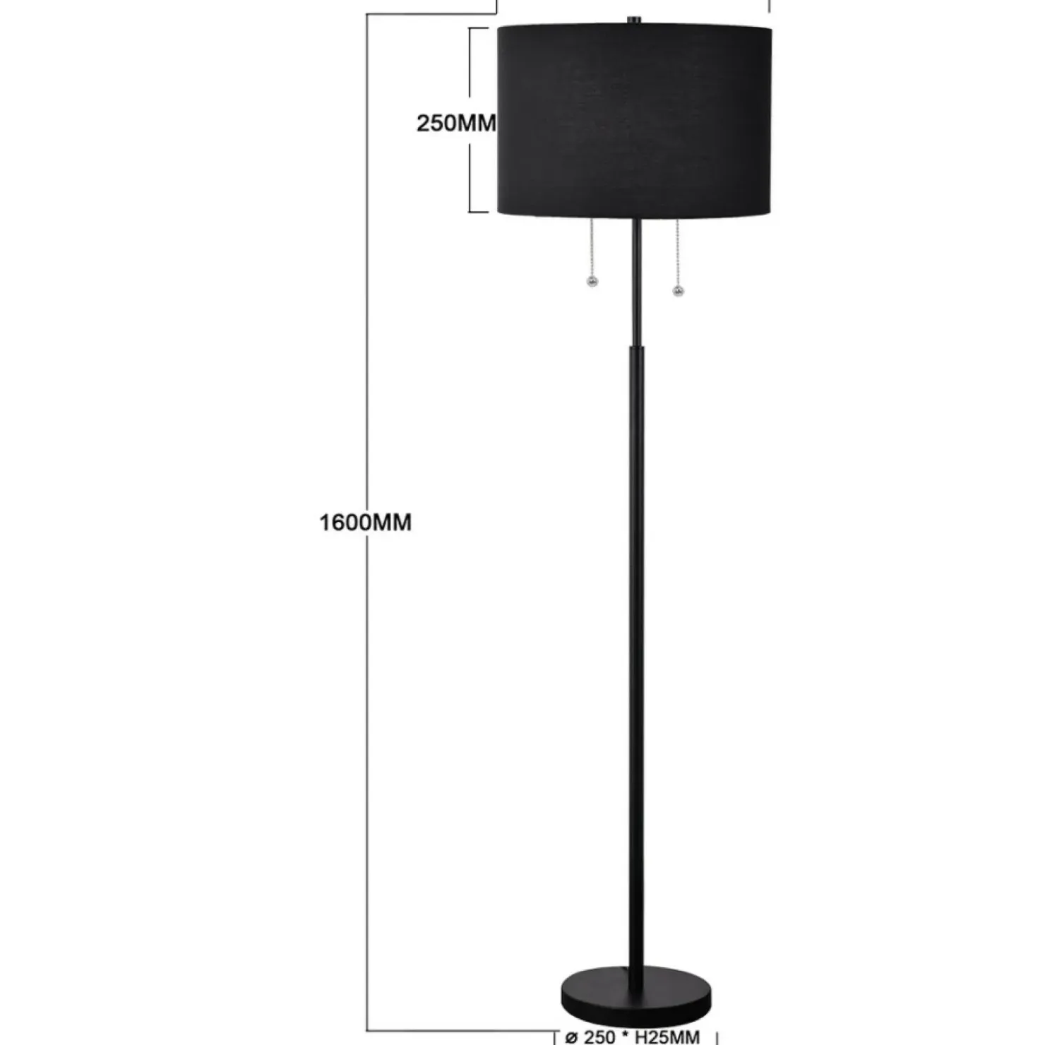 Lampa stojąca włączana sznureczkami LP-0304/2F BK FOGO | Kaja*Sklep Kaja Outlet
