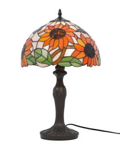 Lampa stołowa wyjątkowym, witrażowym kloszem K-G12814 z serii SUNFLOWER*Sklep Kaja Clearance