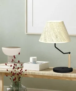 Lampa stołowa z beżowym abażurem, do sypialni MLP7278 z serii ETNA | Kaja Oświet*Sklep Kaja Fashion
