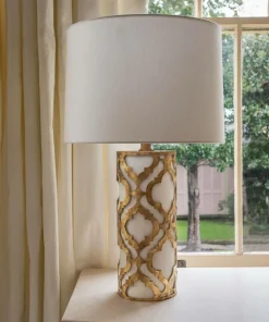 Lampa stołowa z białym abażurem GN-ARABELLA-TL-G z serii ARABELLA*Sklep Kaja Cheap