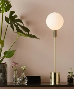 Lampa stołowa z białym kloszem złota oprawa 107765 | Kaja Oświetlenie*Sklep Kaja Discount