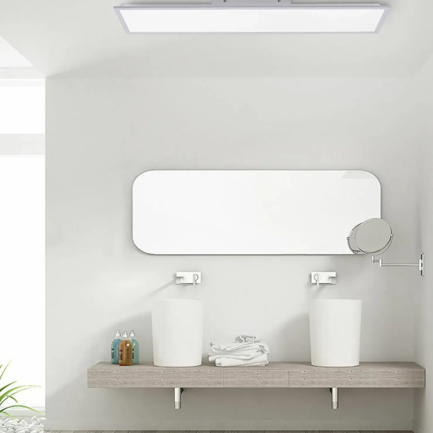 New Sklep Kaja Lampa sufitowa - prostokąt z pilotem 14757-21 z serii FLAT | Kaja srebrny