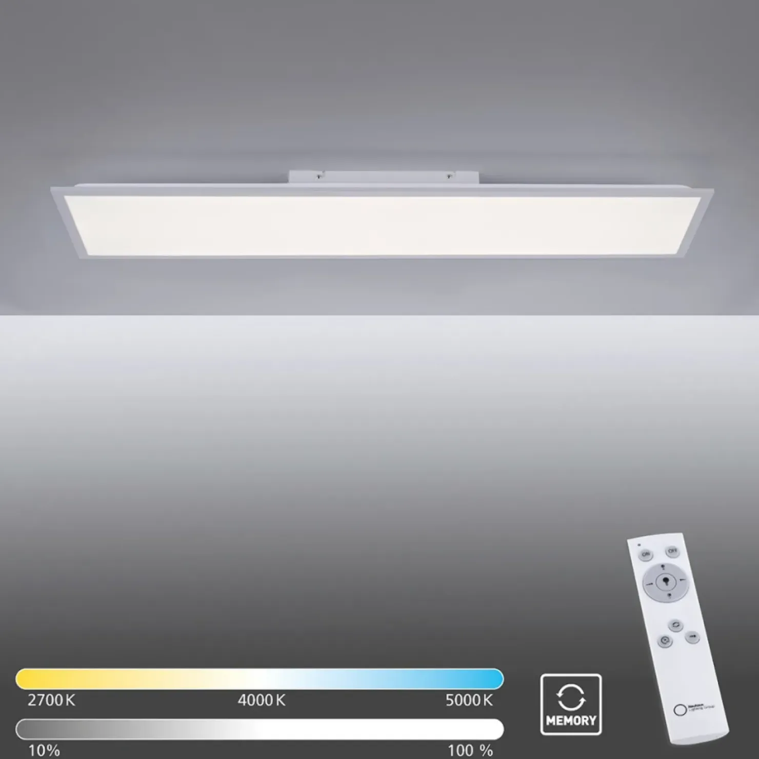 New Sklep Kaja Lampa sufitowa - prostokąt z pilotem 14757-21 z serii FLAT | Kaja srebrny