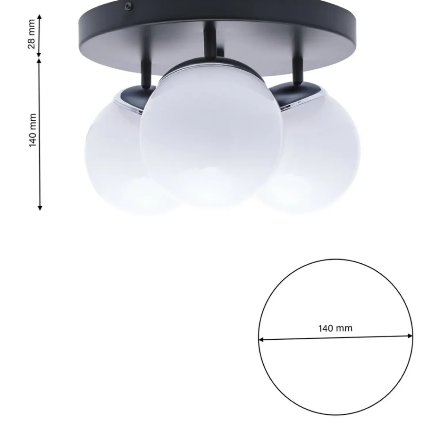 Clearance Sklep Kaja Lampa sufitowa, trzy klosze, czarna podstawa MLP8874 z serii SFERA | Kaja Oświet chrom