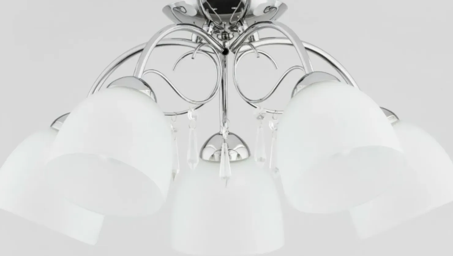 Lampa sufitowa w chromie, 5 białych kloszy AL 27715 | Kaja*Sklep Kaja Shop