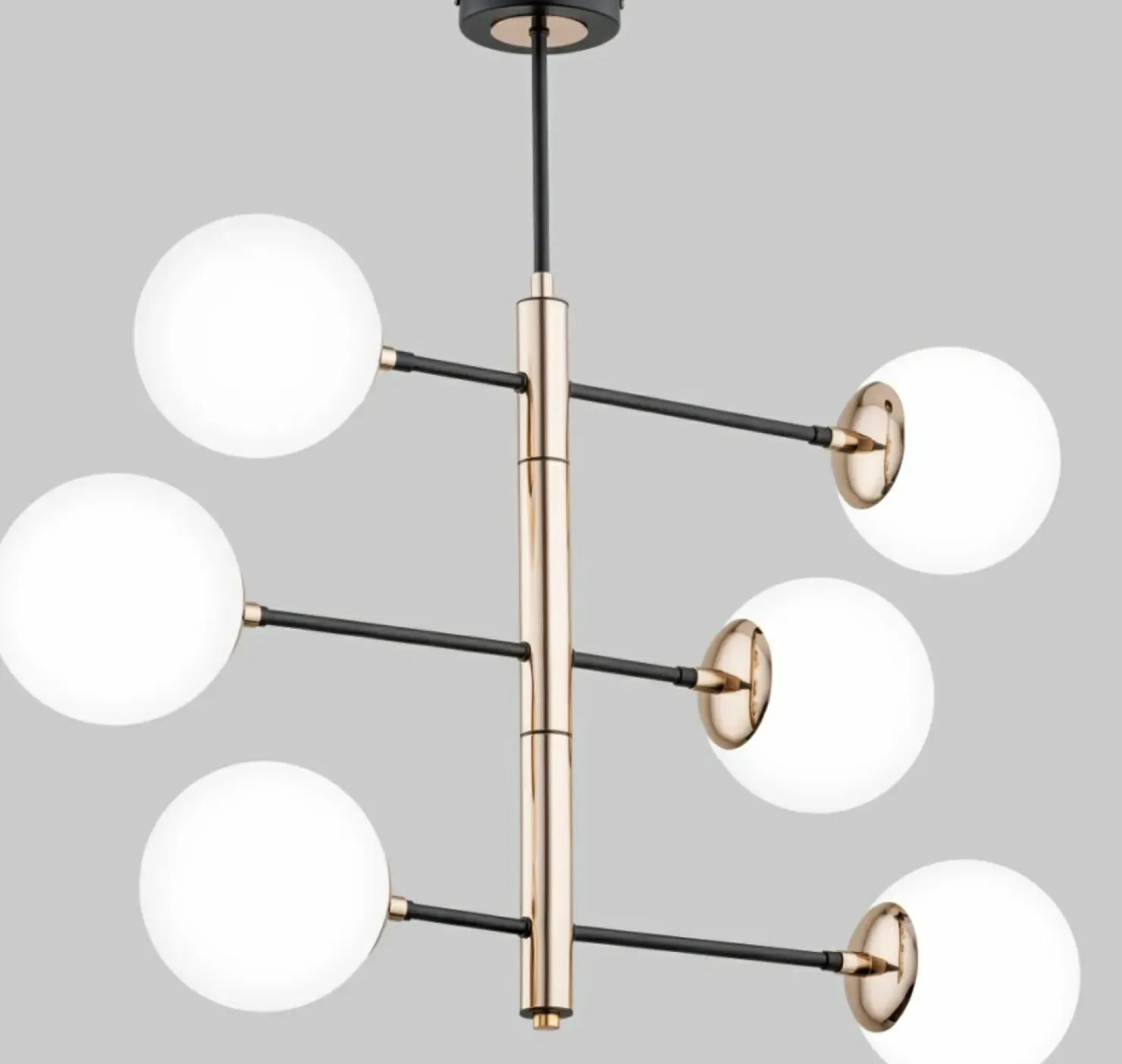 Flash Sale Sklep Kaja Lampa sufitowa z 6 mlecznymi kloszami, czarno-złota AL 62206 | Kaja