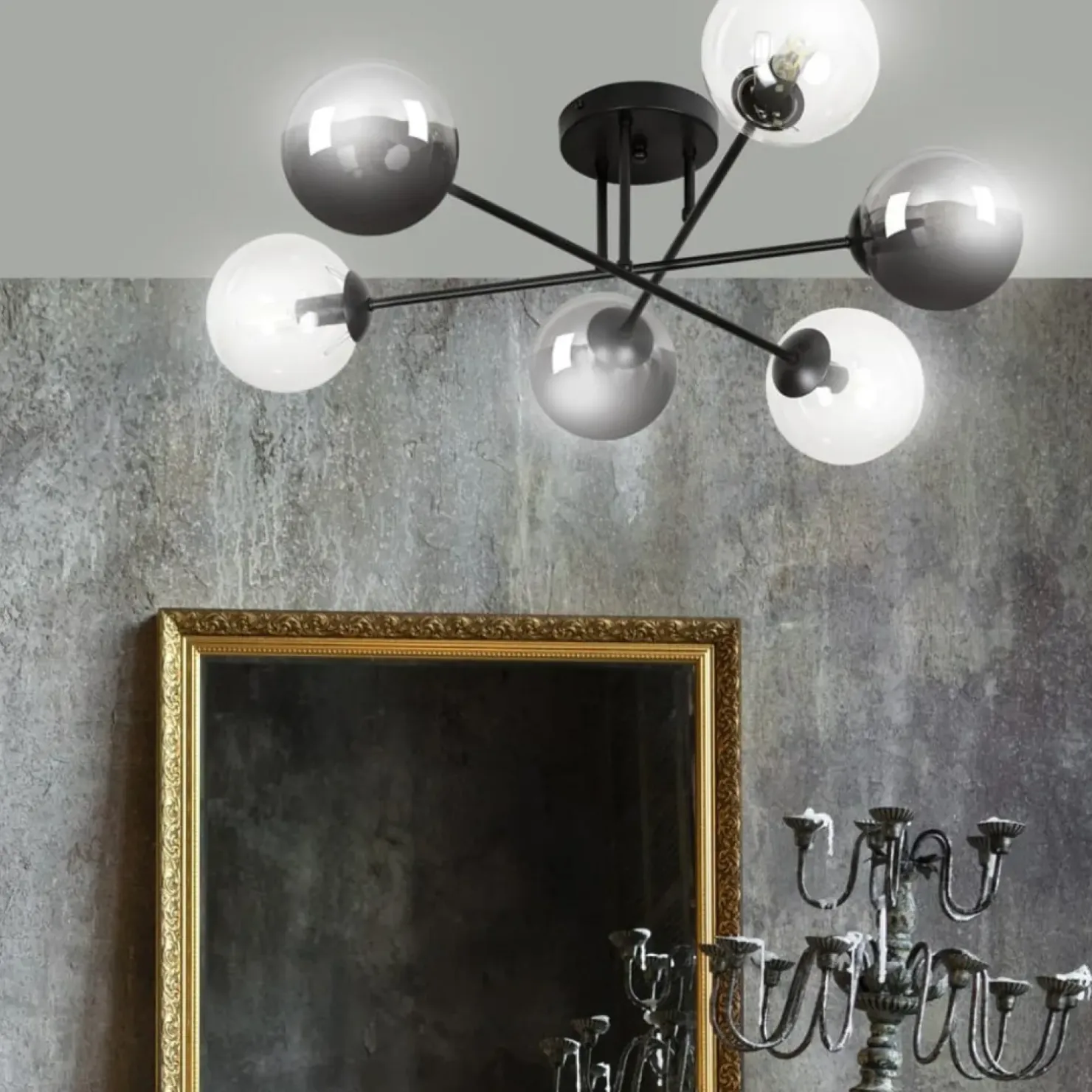 Discount Sklep Kaja Lampa sufitowa z 2 rodzajami kulistych kloszy 834/6B1 | Kaja