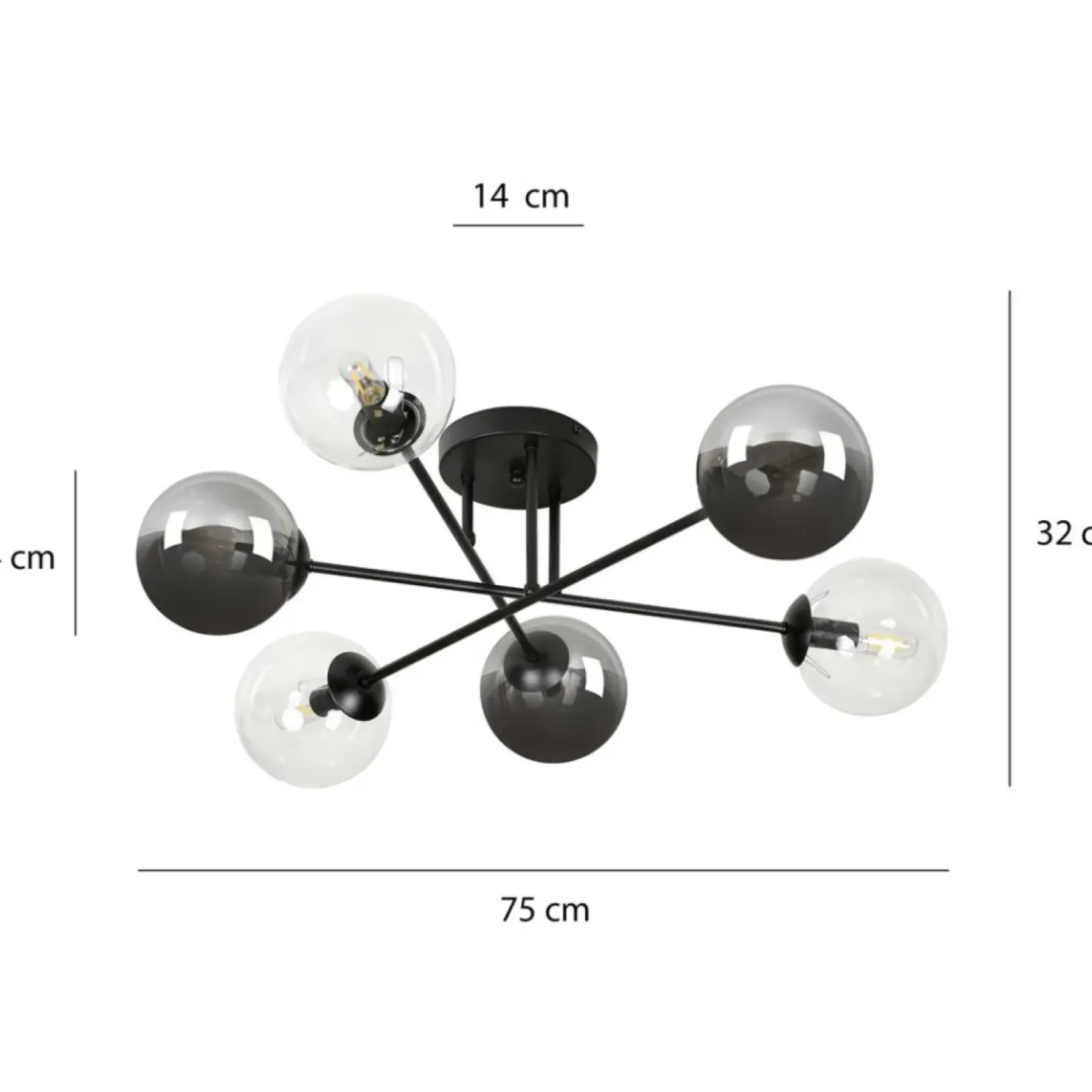 Discount Sklep Kaja Lampa sufitowa z 2 rodzajami kulistych kloszy 834/6B1 | Kaja