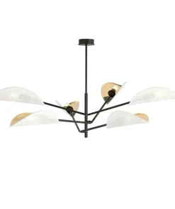 Store Sklep Kaja Lampa sufitowa z biało-złotymi abażurami 1159/6 VENE | Kaja