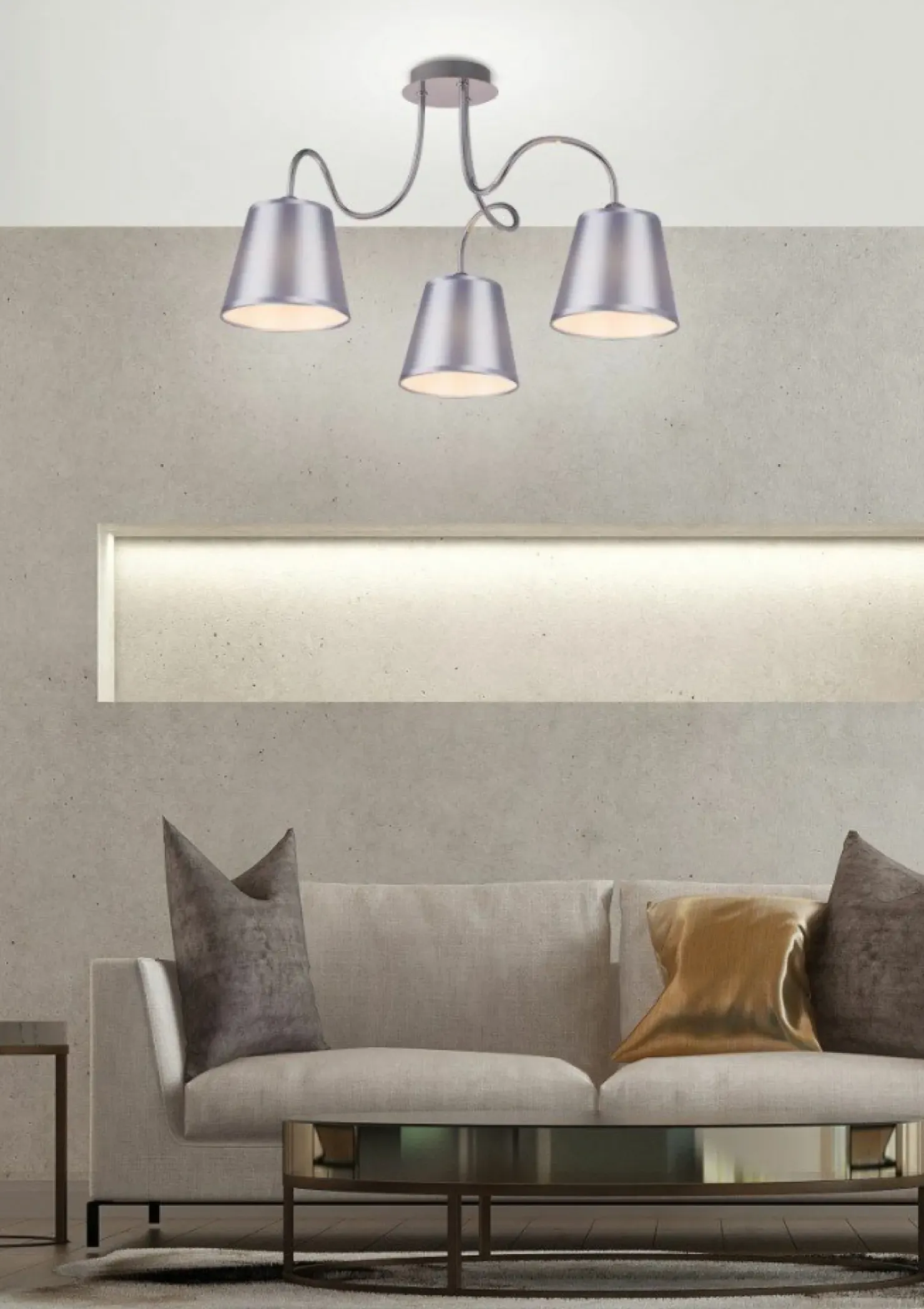 Outlet Sklep Kaja Lampa sufitowa z dekoracyjnymi ramionami 33-70746 LUK | Kaja srebrny