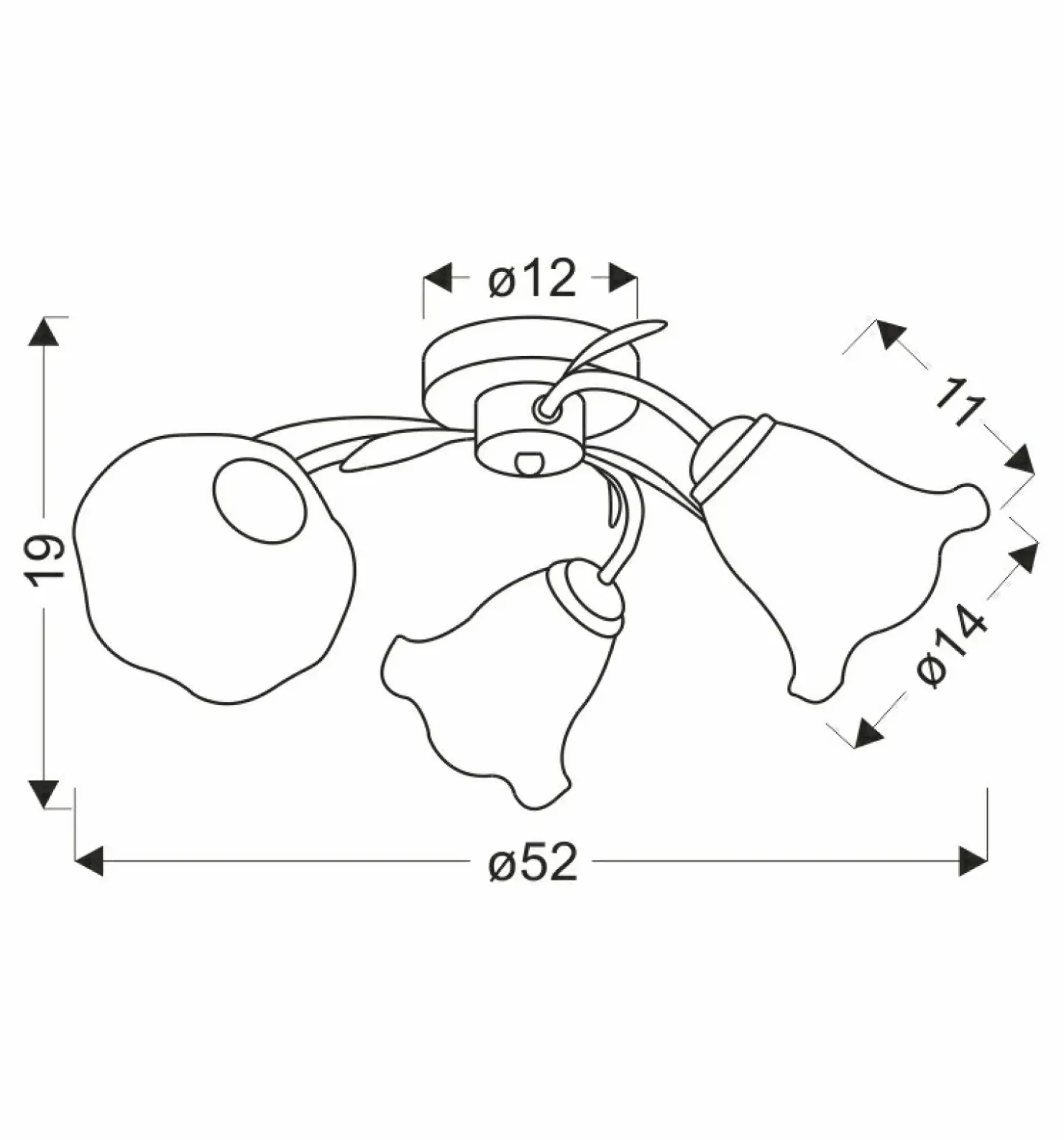 Lampa sufitowa z kloszami imitującymi kwiaty 33-22493 ANTIQA | Kaja*Sklep Kaja Discount