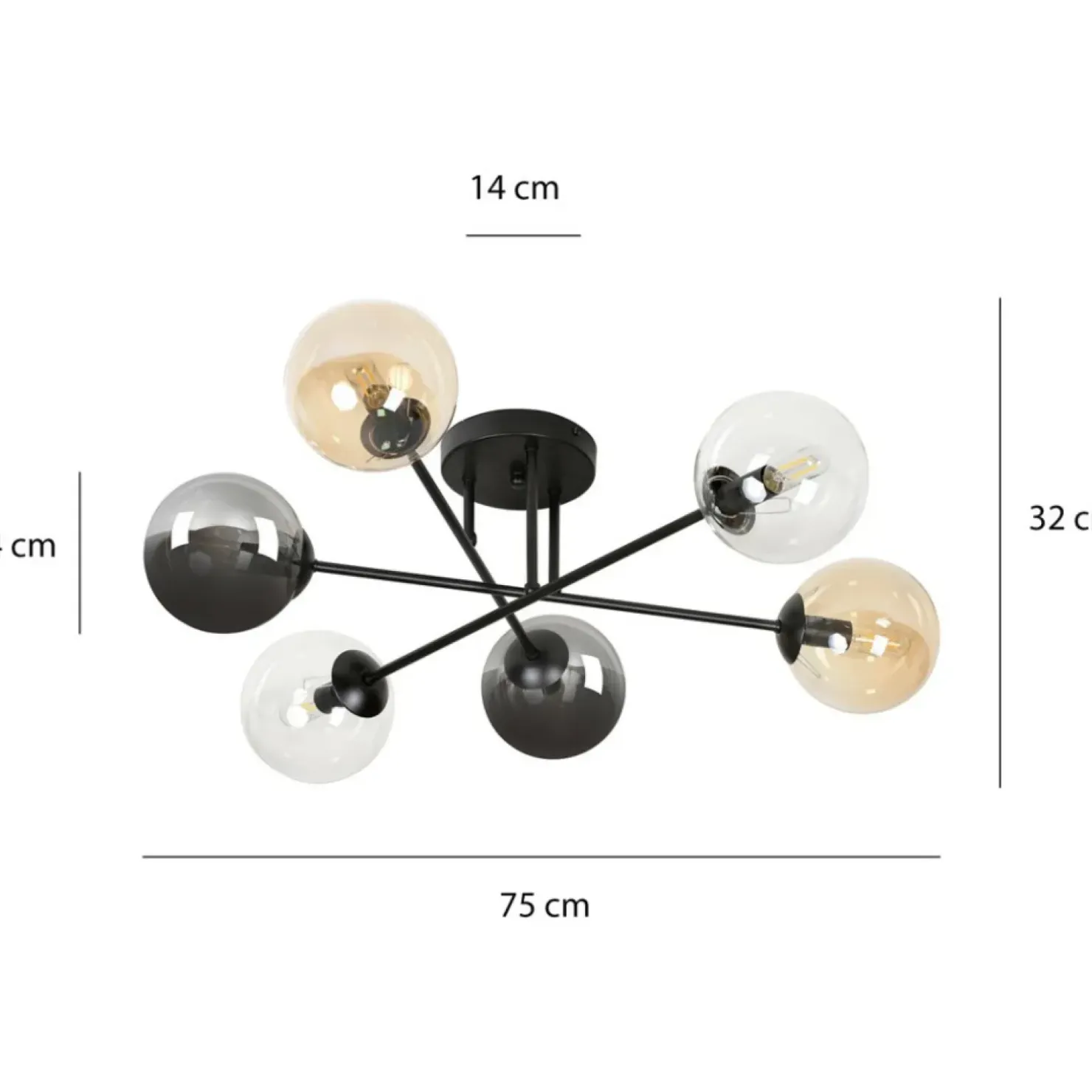 Best Sklep Kaja Lampa sufitowa z kolorowymi kloszami 834/6B2 | Kaja Oświetlenie