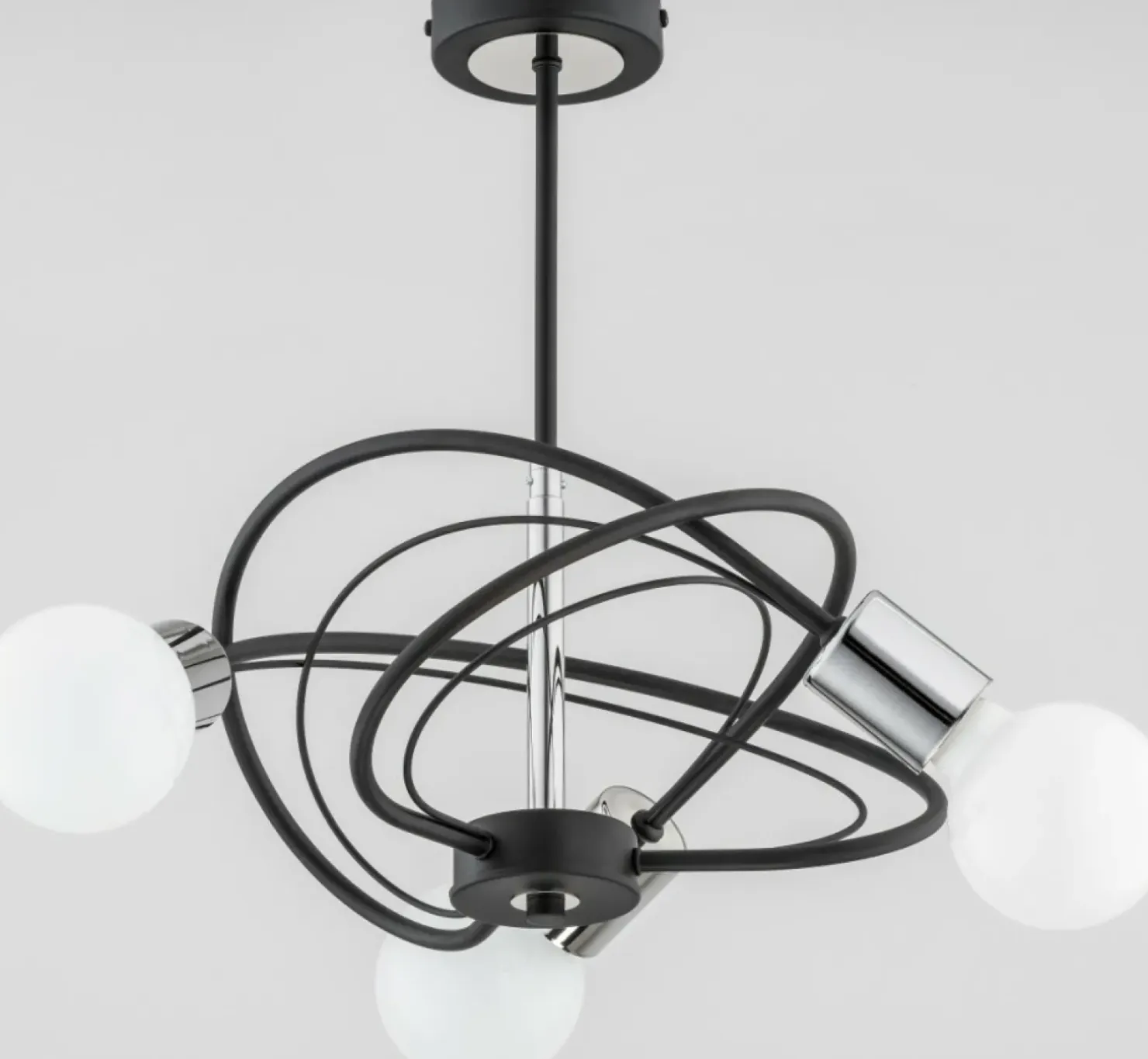 New Sklep Kaja Lampa sufitowa z odkrytymi żarówkami, czerń i chrom AL 25883 | Kaja