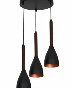 Hot Sklep Kaja Lampa wisząca czarno-złota, z ciemnym drewnem LX 9017 z serii MUZA