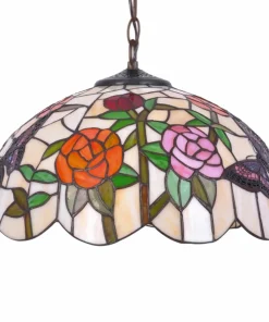 Lampa wisząca, dekoracyjny witraż z różyczkami K-P16835 z serii ROSE*Sklep Kaja Cheap