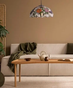 Lampa wisząca, dekoracyjny witraż z różyczkami K-P16835 z serii ROSE*Sklep Kaja Cheap