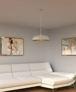 Store Sklep Kaja Lampa wisząca do kuchni, biało-złota MLP7899 z serii LINCOLN | Kaja Oświetlenie