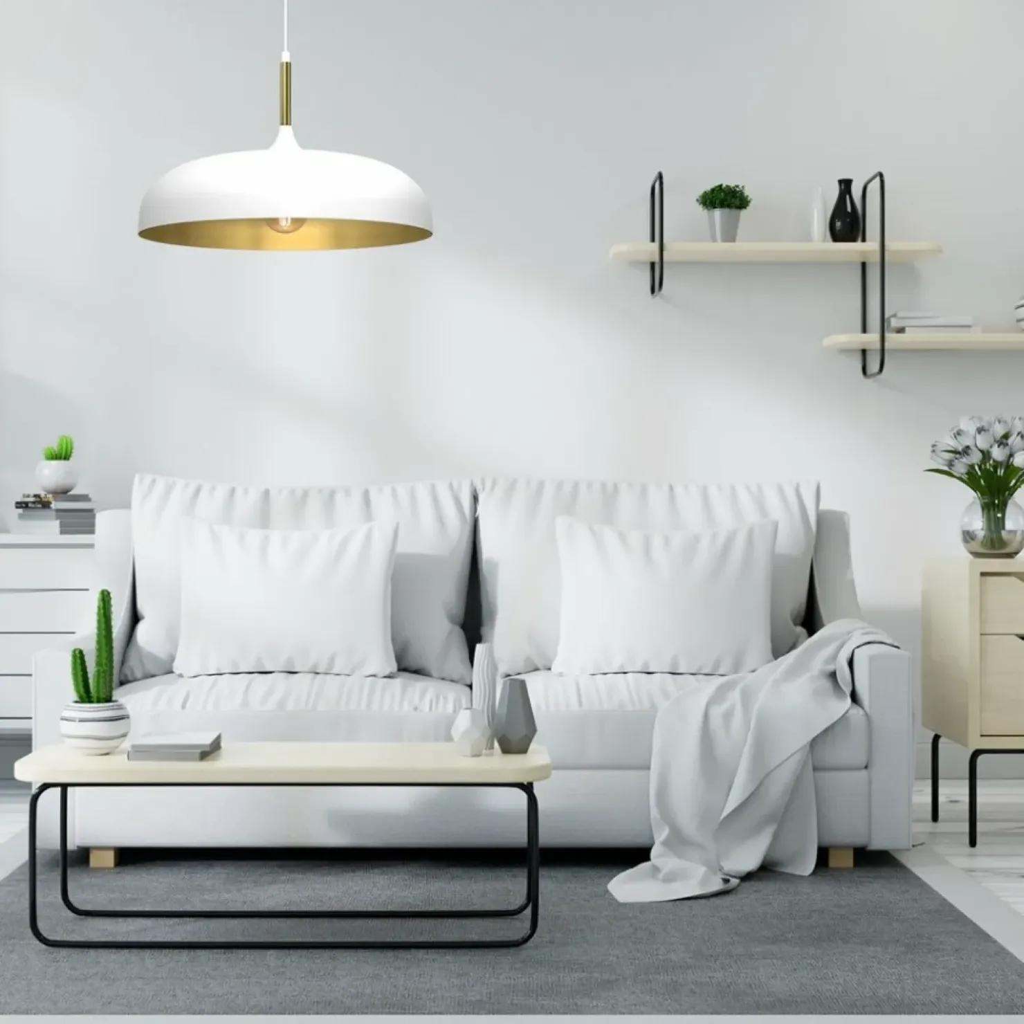 Store Sklep Kaja Lampa wisząca do kuchni, biało-złota MLP7899 z serii LINCOLN | Kaja Oświetlenie