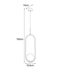 Shop Sklep Kaja Lampa wisząca elipsa z kloszem w kolorze grafitu K-5302 z serii ARLENA