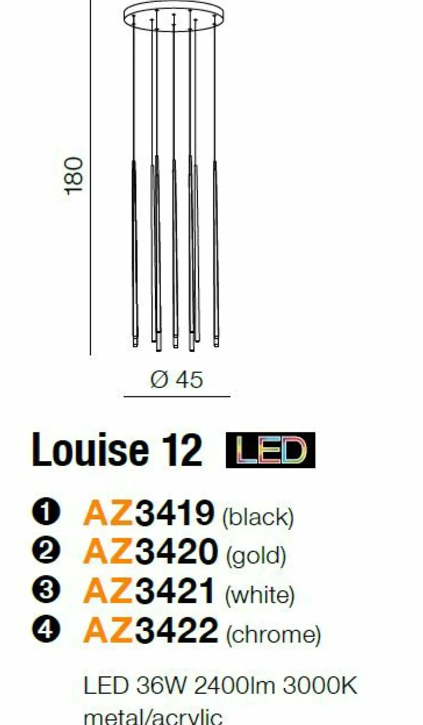 Hot Sklep Kaja Lampa wisząca LED w kolorze u AZ3422 LOUISE | Kaja Oświetlenie chrom