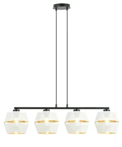 Lampa wisząca na czarnej podstawie, biało-złota 1184/4 z serii MALIA*Sklep Kaja Online