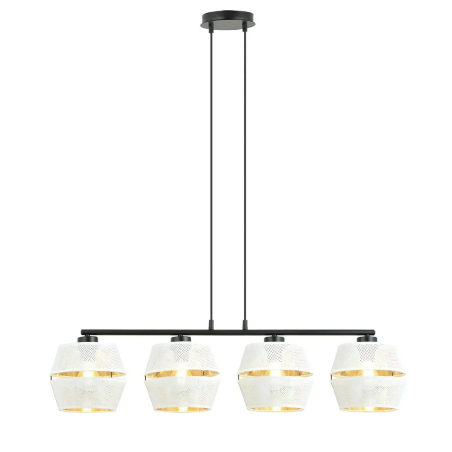 Lampa wisząca na czarnej podstawie, biało-złota 1184/4 z serii MALIA*Sklep Kaja Online
