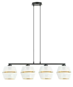 Lampa wisząca na czarnej podstawie, biało-złota 1184/4 z serii MALIA*Sklep Kaja Online