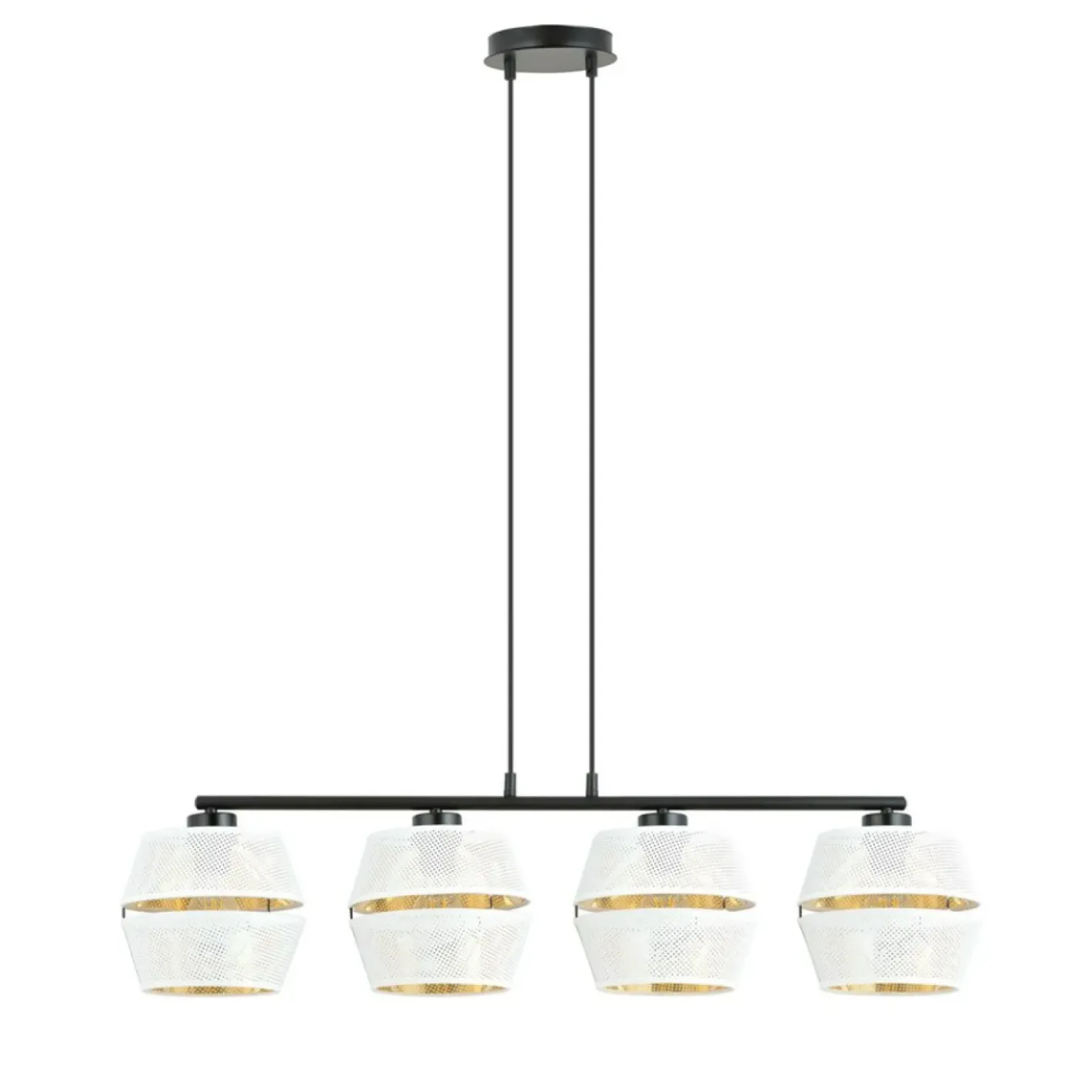 Lampa wisząca na czarnej podstawie, biało-złota 1184/4 z serii MALIA*Sklep Kaja Online