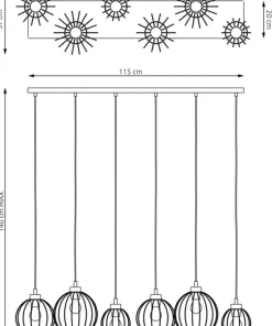 Flash Sale Sklep Kaja Lampa wisząca na podłużnej podstawie, 6xE27 1368/6 z serii NANDO