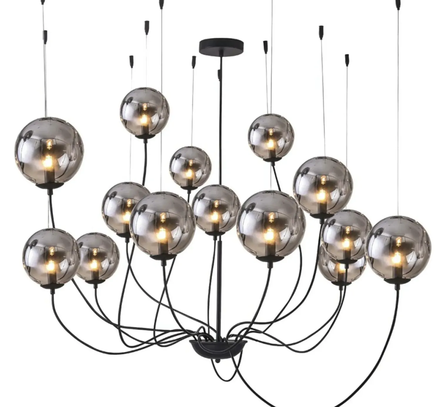 Outlet Sklep Kaja Lampa wisząca pająk na antresolę, ciemne klosze AZ2908 CONFLUX | Kaja chrom