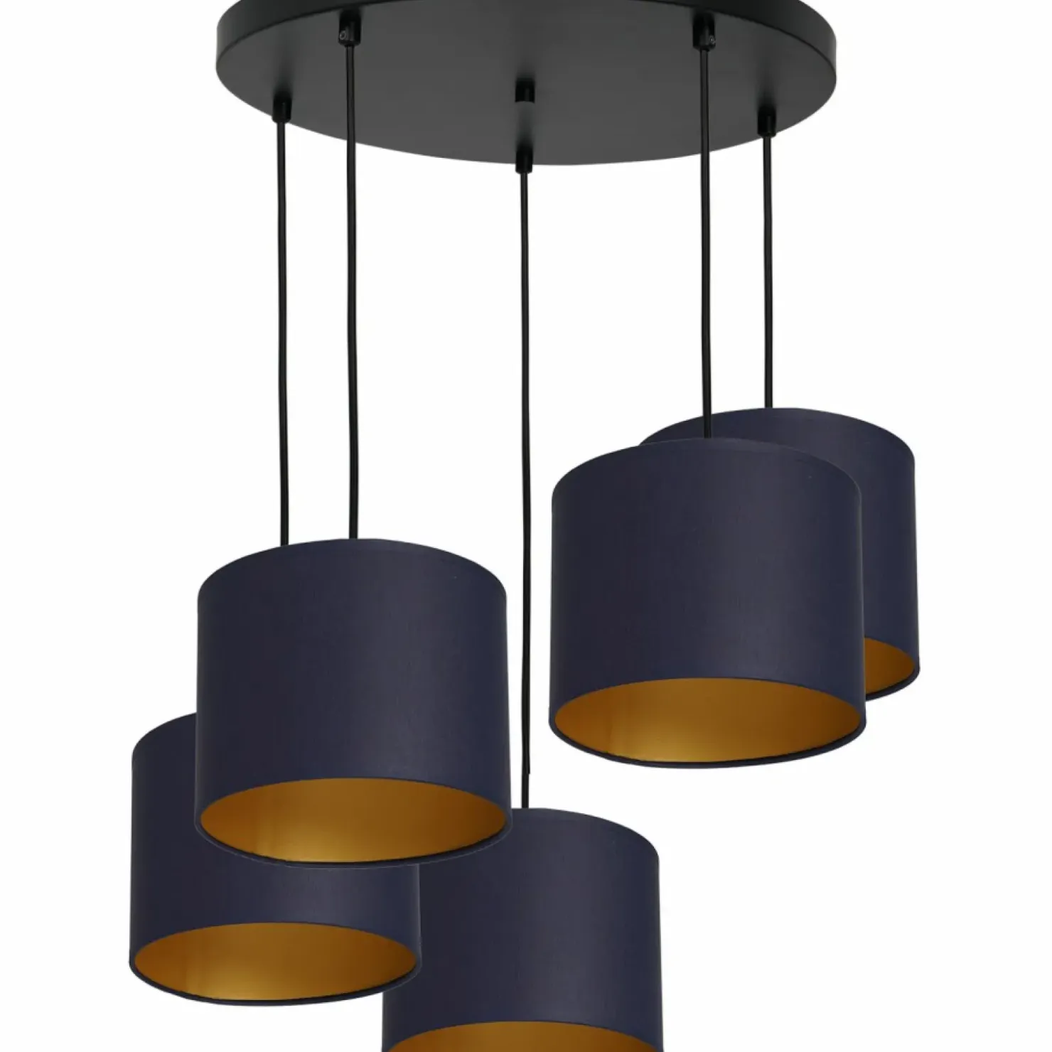 Lampa wisząca, pięć granatowych abażurów LX 3571 z serii ARDEN | Kaja*Sklep Kaja Discount