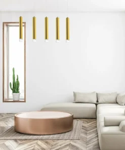Shop Sklep Kaja Lampa wisząca, pięć tub, oświetlenie ledowe ML5715 z serii GOLDIE | Kaja Oświetl złoty