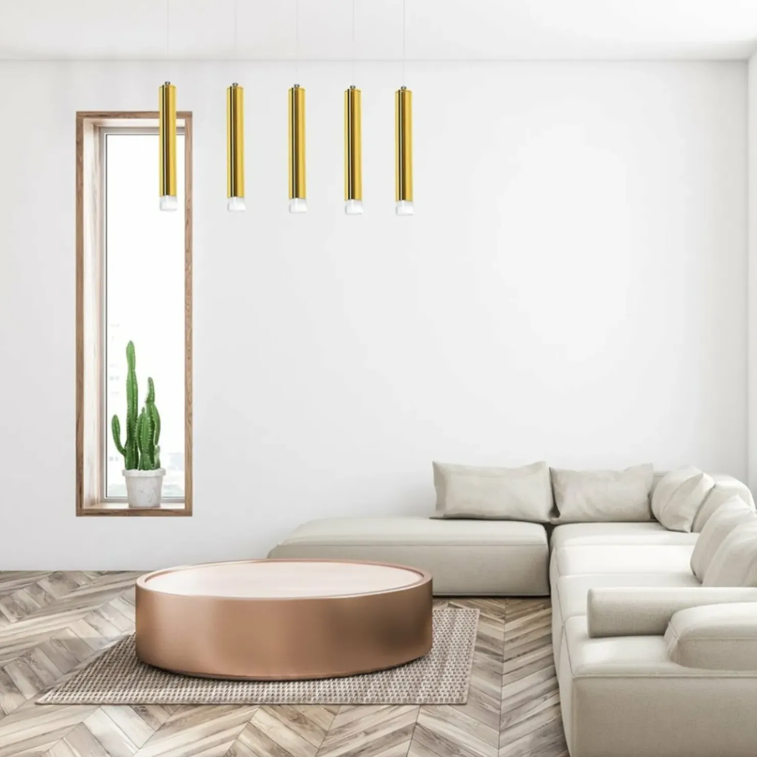 Shop Sklep Kaja Lampa wisząca, pięć tub, oświetlenie ledowe ML5715 z serii GOLDIE | Kaja Oświetl złoty