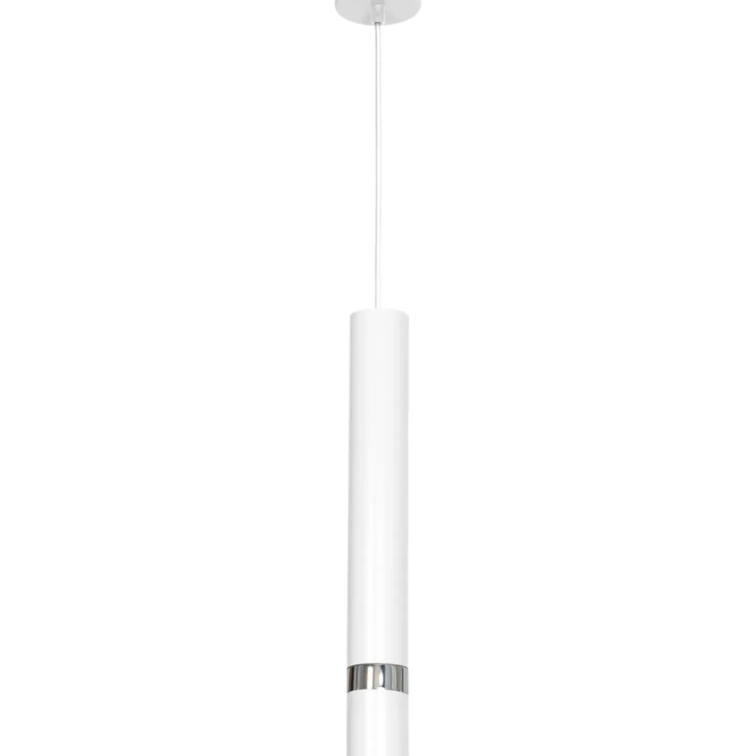 Shop Sklep Kaja Lampa wisząca, pojedyncza tuba, biało-srebrna LX 9489 z serii RENO