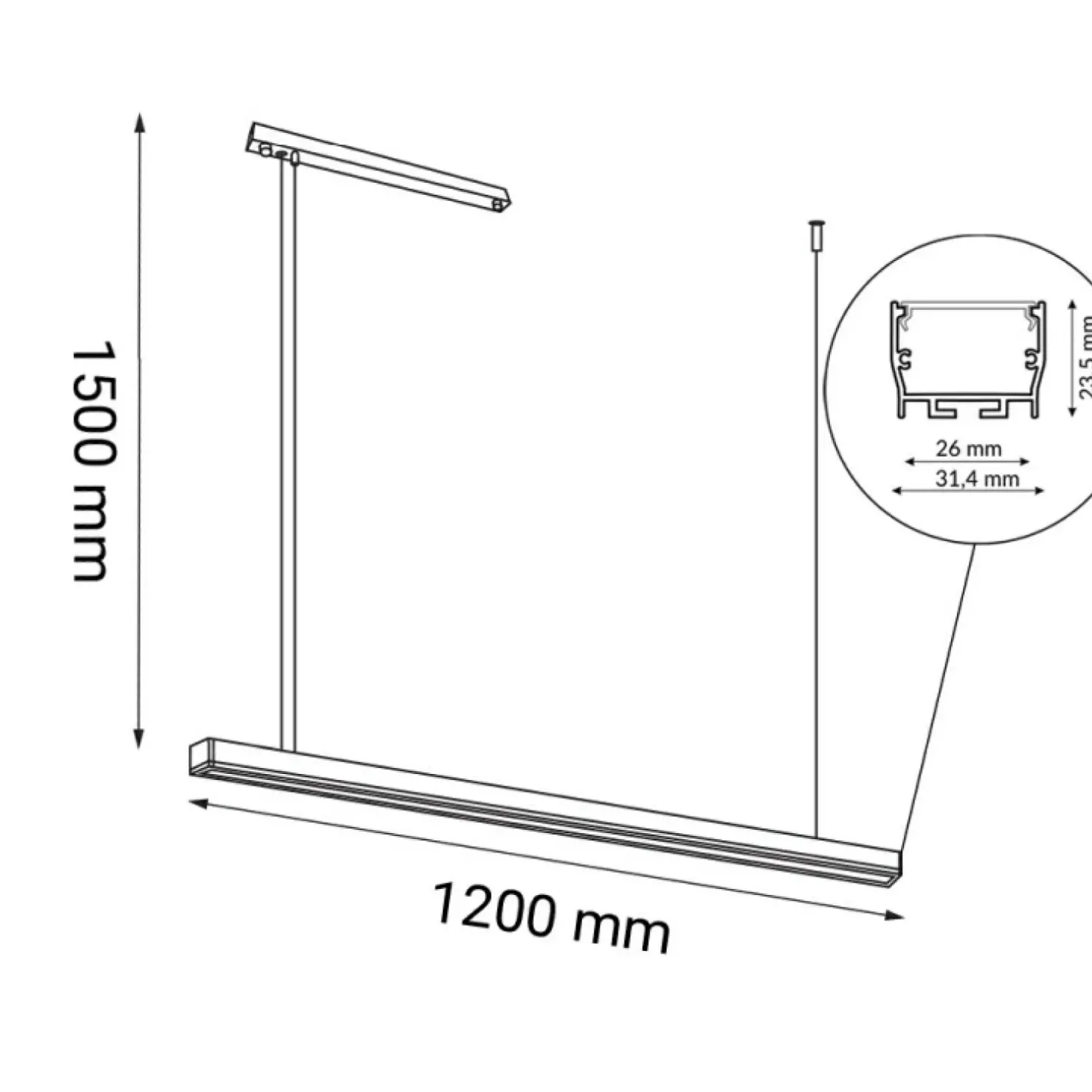 Clearance Sklep Kaja Lampa wisząca pozioma listwa LED 120cm 4000K ANT 1851 HIATE | Kaja