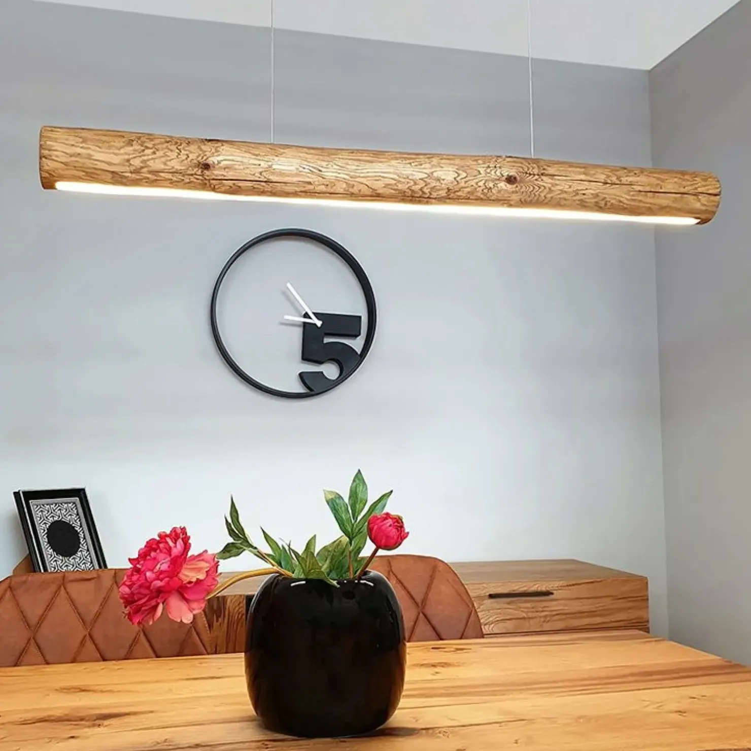 Fashion Sklep Kaja Lampa wisząca szeroka drewniana LED 115cm 69680104 LUCAS | Kaja