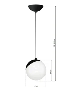 Shop Sklep Kaja Lampa wisząca w klasycznym wydaniu, z kloszem MLP5739 z serii SFERA | Kaja Oświe