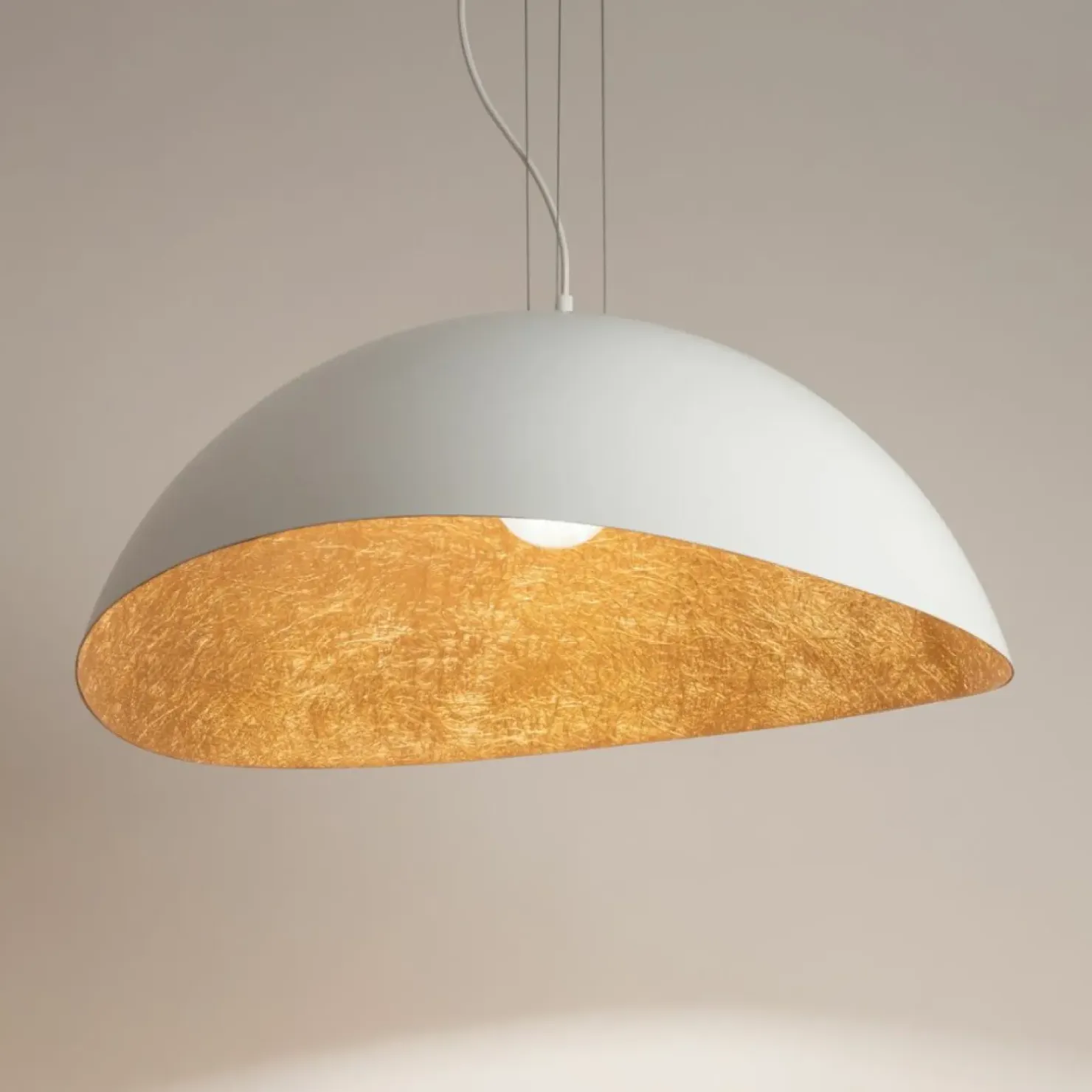 Outlet Sklep Kaja Lampa wisząca w kolorze bieli i miedzi SIG 40623 z serii SOLARIS