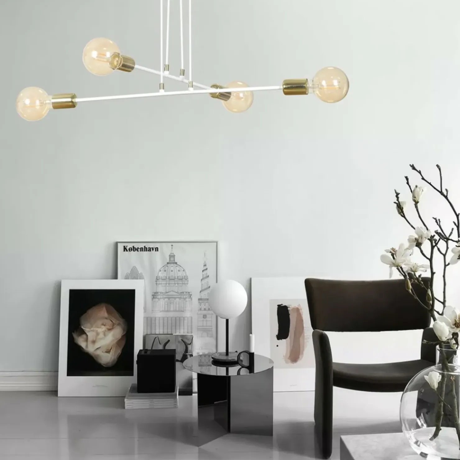 Shop Sklep Kaja Lampa wisząca z białą oprawą ze złotym gwintem 786/4 | Kaja