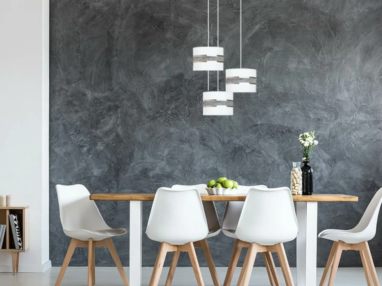 Lampa wisząca z białymi abażurami, nad stół K-5212 z serii VICTORIA*Sklep Kaja Cheap