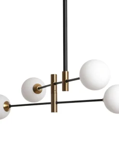 New Sklep Kaja Lampa wisząca z białymi kloszami, do salonu ABR-4KLW-Z MILANO | Kaja złoty