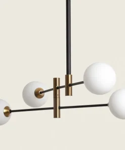 New Sklep Kaja Lampa wisząca z białymi kloszami, do salonu ABR-4KLW-Z MILANO | Kaja złoty