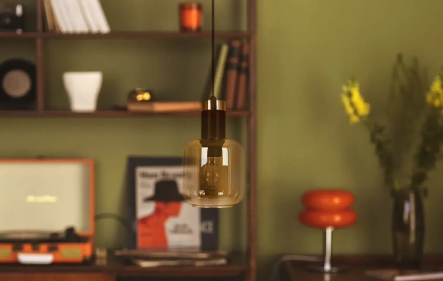 Sale Sklep Kaja Lampa wisząca z bursztynowym kloszem K-5265 z serii DOKA | Kaja