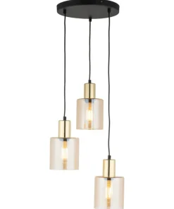 Hot Sklep Kaja Lampa wisząca z bursztynowymi kloszami TK 6667 z serii SIERRA GOLD