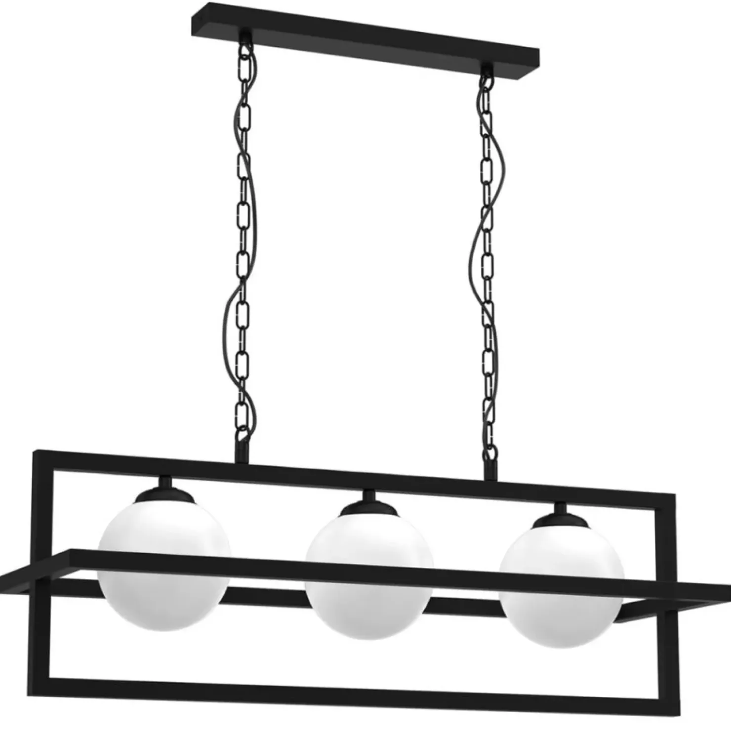 Clearance Sklep Kaja Lampa wisząca z czarną ramką i trzema kloszami MLP8569 z serii DIEGO | Kaja Oświ