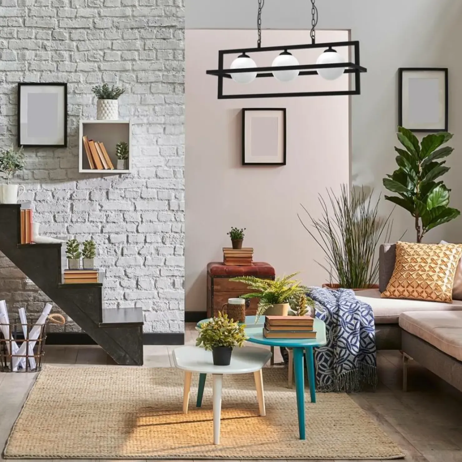 Clearance Sklep Kaja Lampa wisząca z czarną ramką i trzema kloszami MLP8569 z serii DIEGO | Kaja Oświ